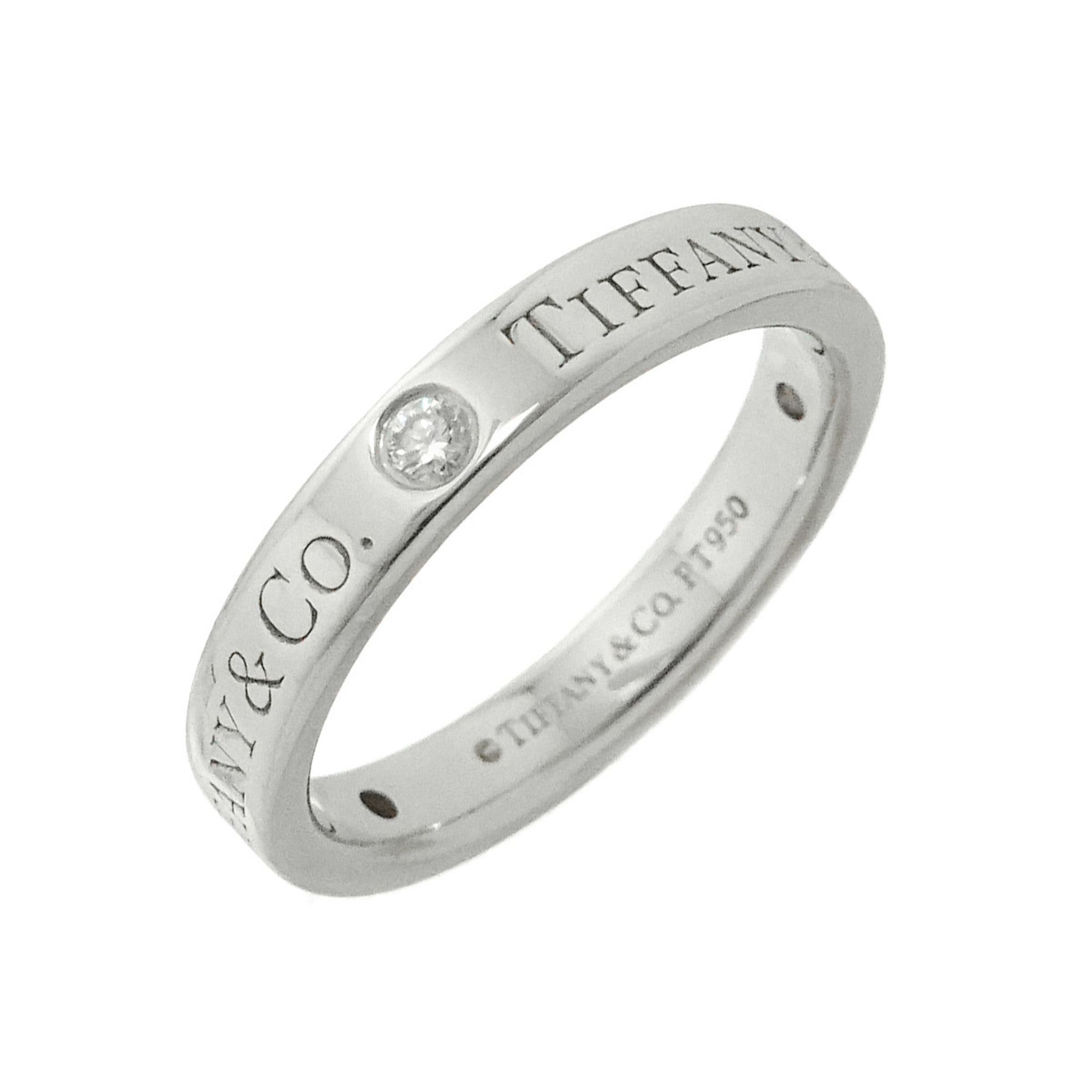 Tiffany & Co. Flat Band Ring, Size 6.5, 3-Piece Diamond Ring in Platinum