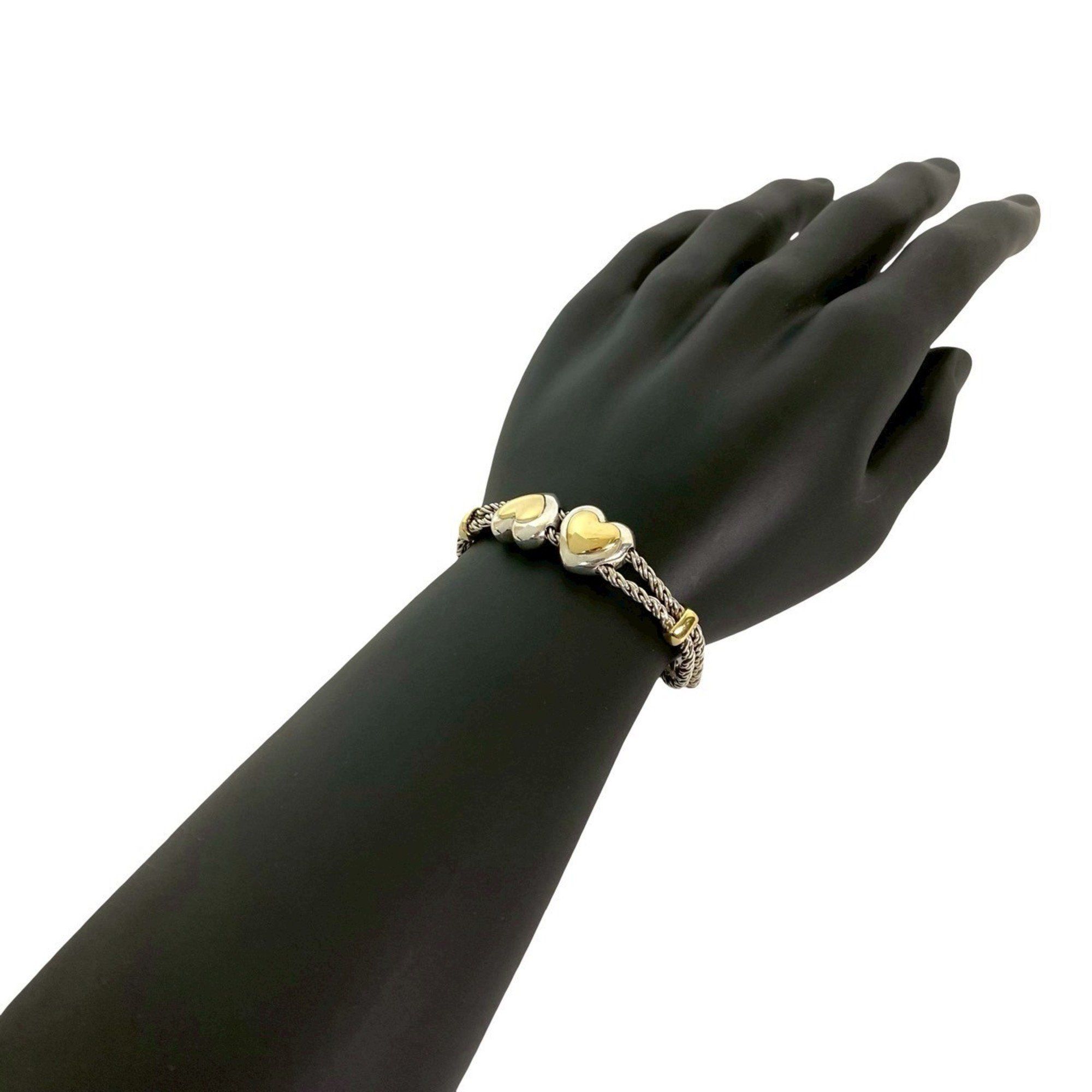 TIFFANY & Co. Tiffany Double Rope Heart Chain Bracelet/Bangle in 925 Sterling Silver and 18K Gold (2