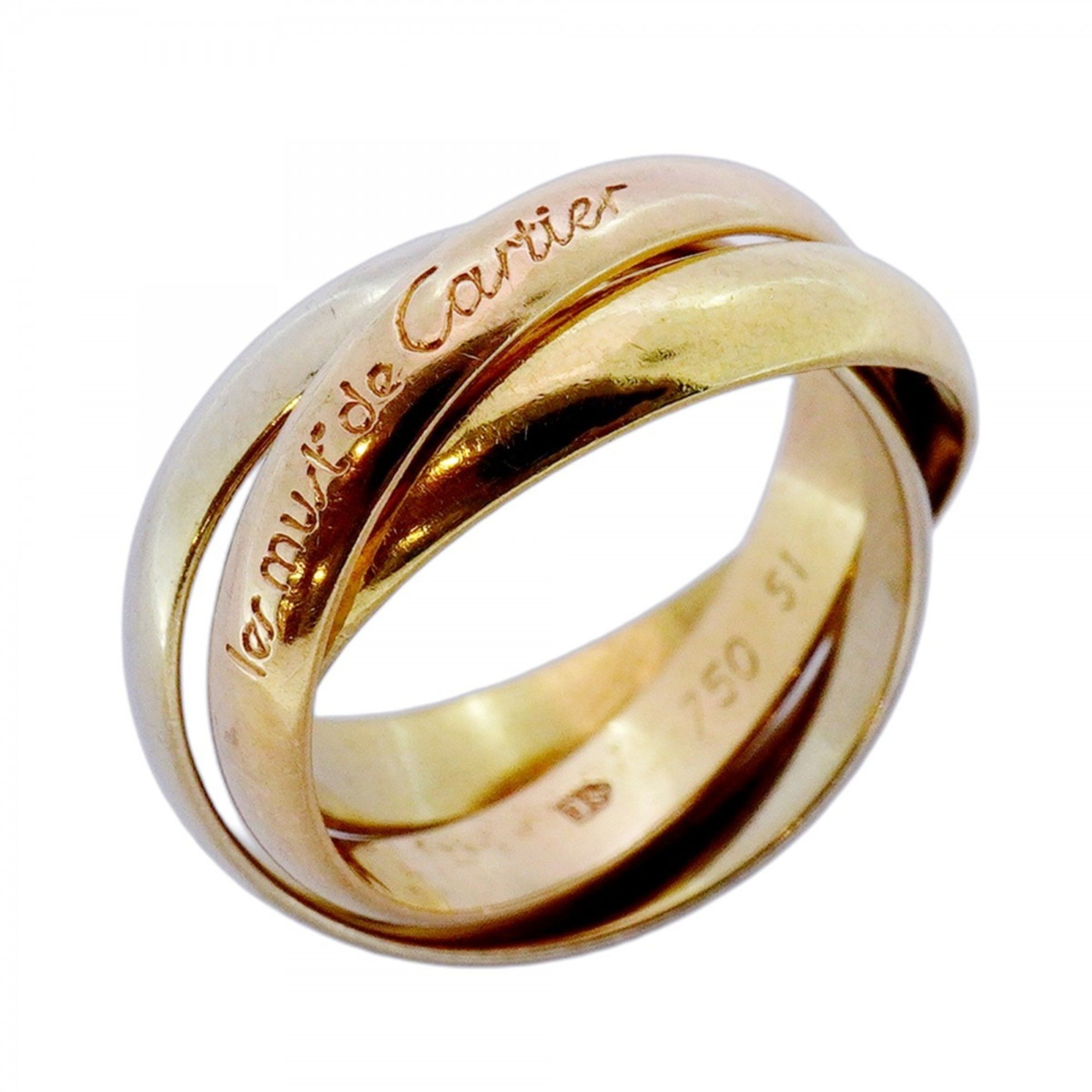 Cartier Trinity Ring, 18K Yellow Gold, White Pink #51, Women's