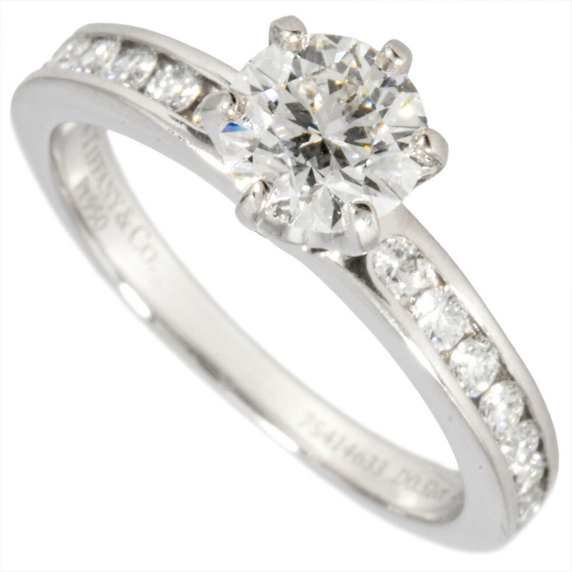 Tiffany & Co. Solitaire Half Eternity Ring Diamond 0.51ct Approximately Size 6.5 Pt950 3.7g Platinum