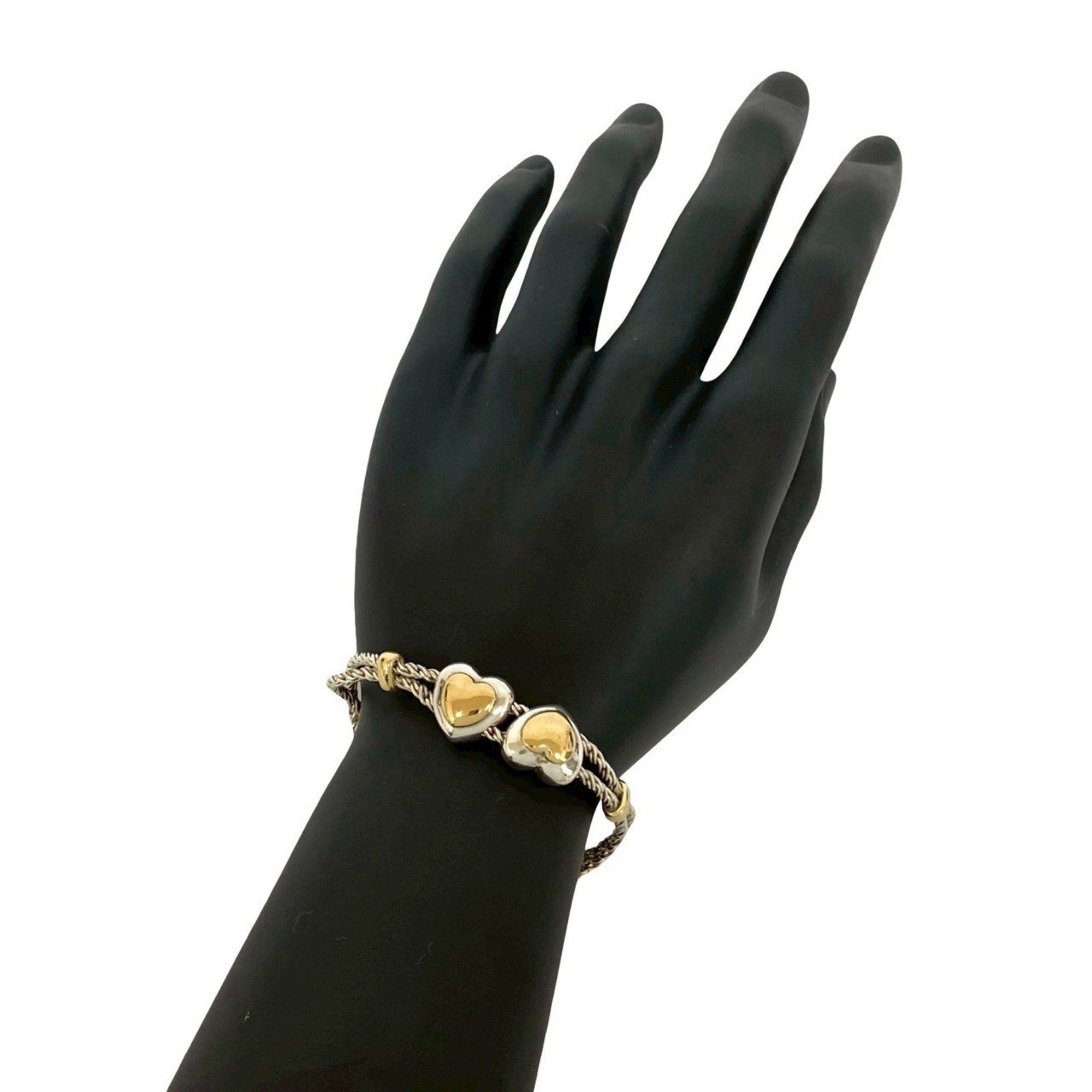 TIFFANY & Co. Tiffany Double Heart Rope Chain Bracelet/Bangle in 925 Sterling Silver and 18K Gold (3