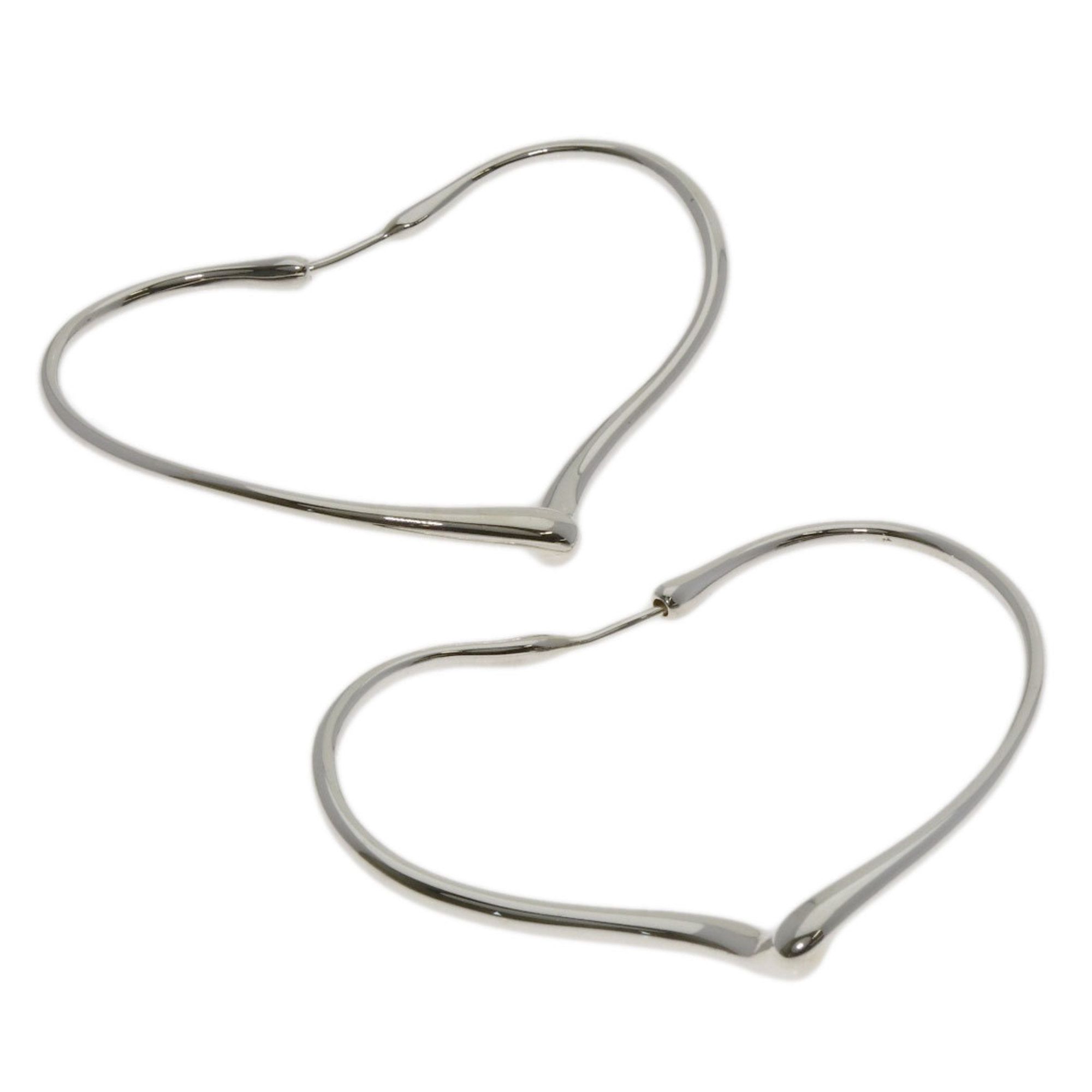 Tiffany & Co. Open Heart Hoop Earrings, Silver, Women's