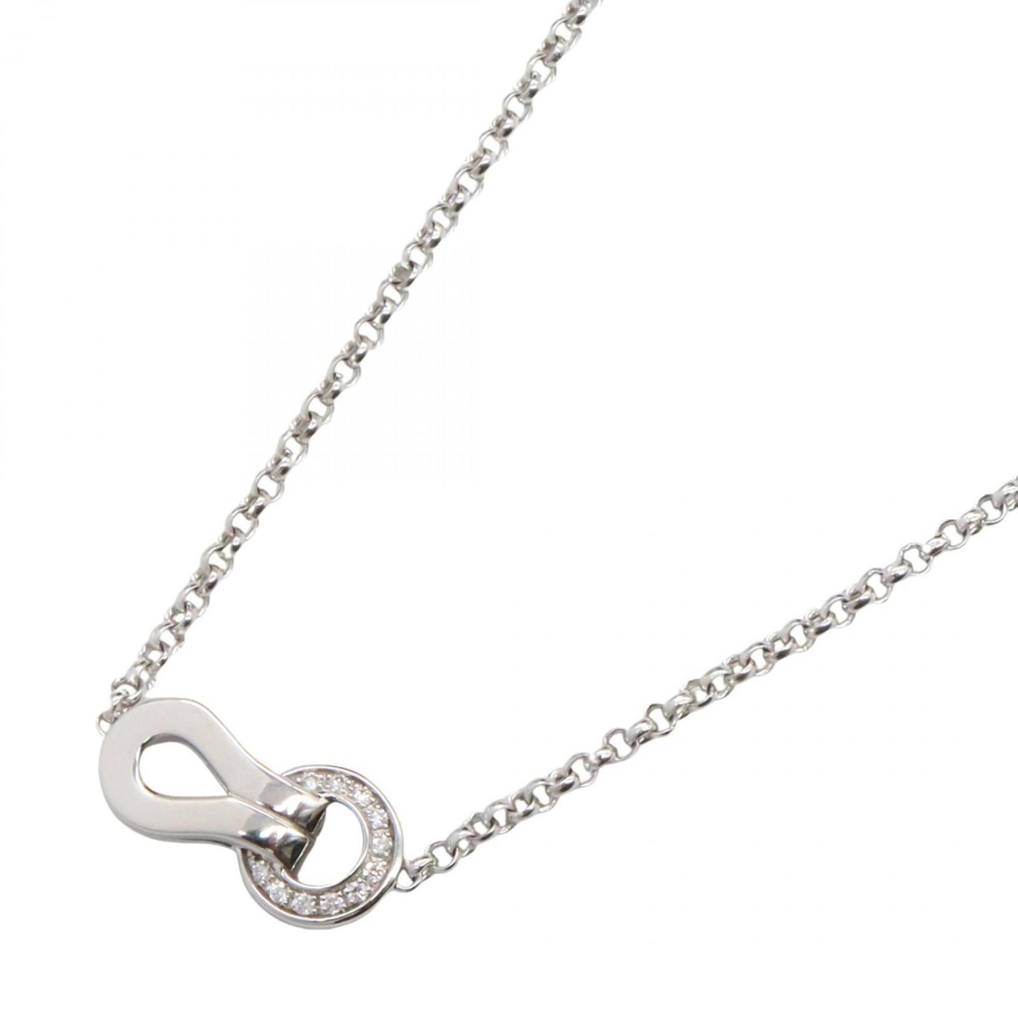 Cartier Agraffe Diamond Necklace in 18K White Gold (Silver and Clear).