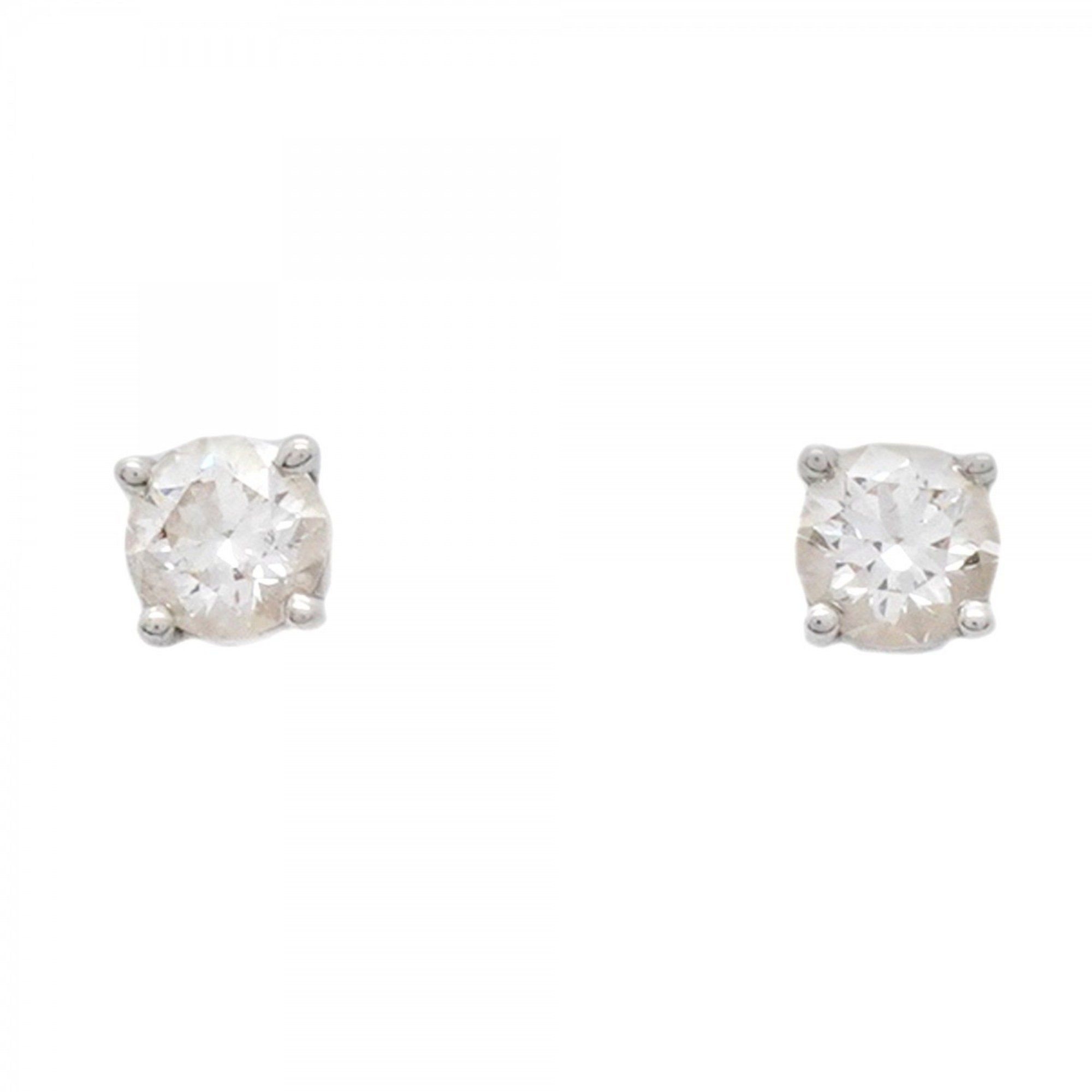 Tiffany Solitaire Earrings, 1PD, Pt950 Platinum, Diamond, Women's, P1286463