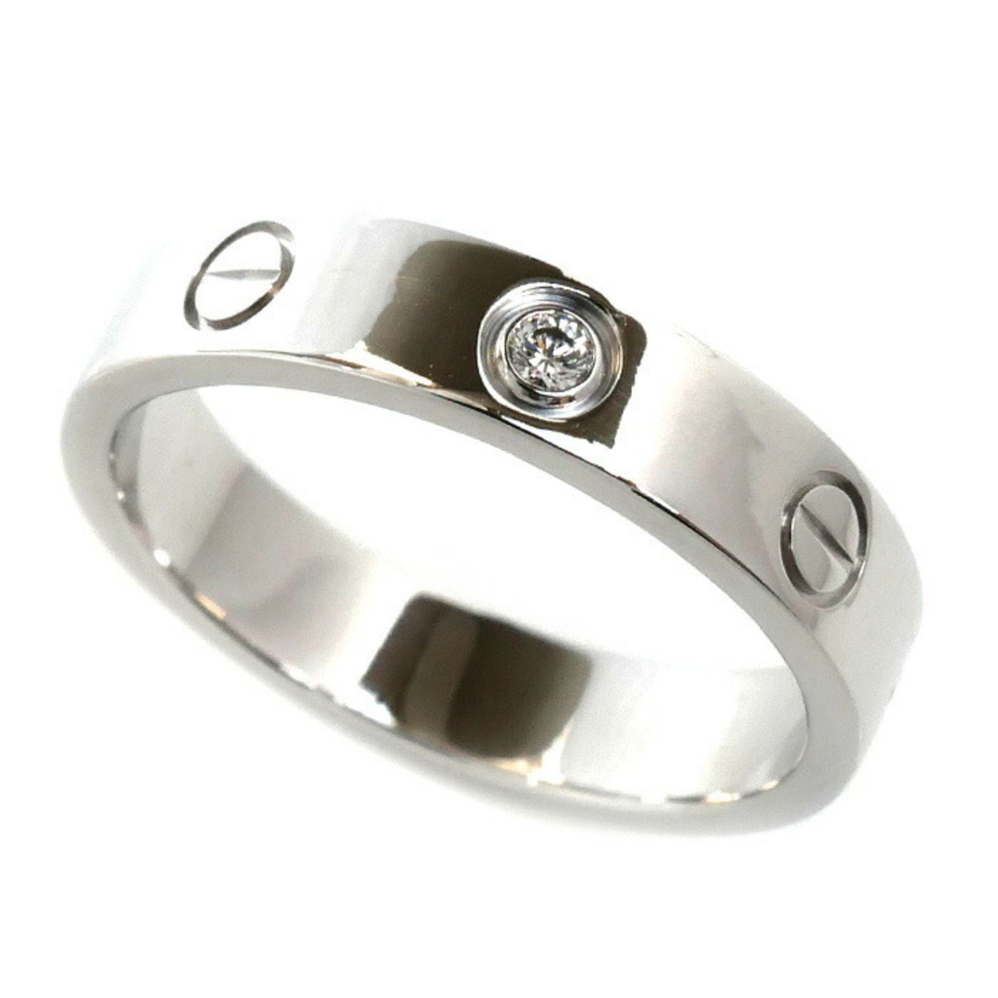 CARTIER Cartier 18K White Gold Mini Love Single Diamond Ring B4050552 Size 12 52 4.8g Women's