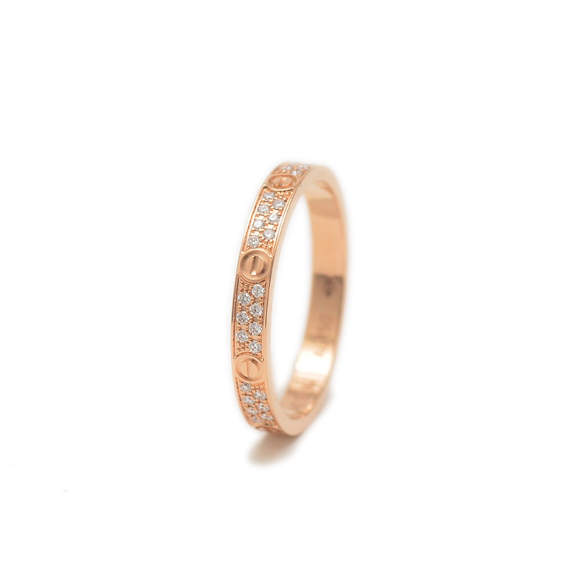 Cartier Mini Love Ring, 18K White Gold with Diamonds, #51, CRB42180