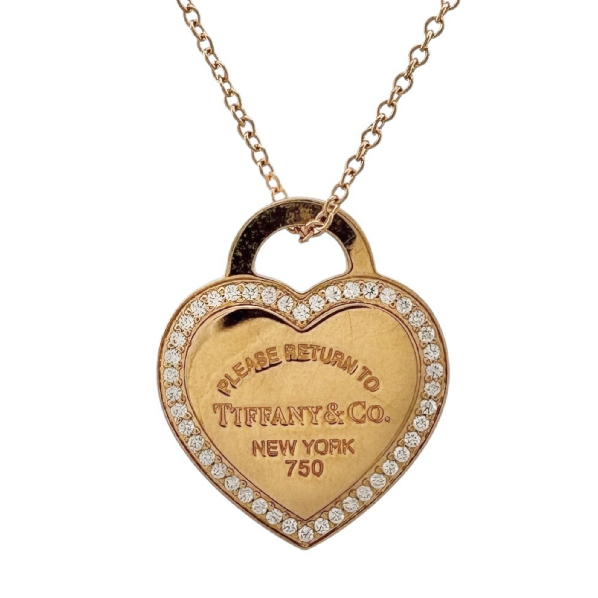 Tiffany Return to Heart Tag Necklace, 18k Gold with Diamonds, Women's, TIFFANY & Co.