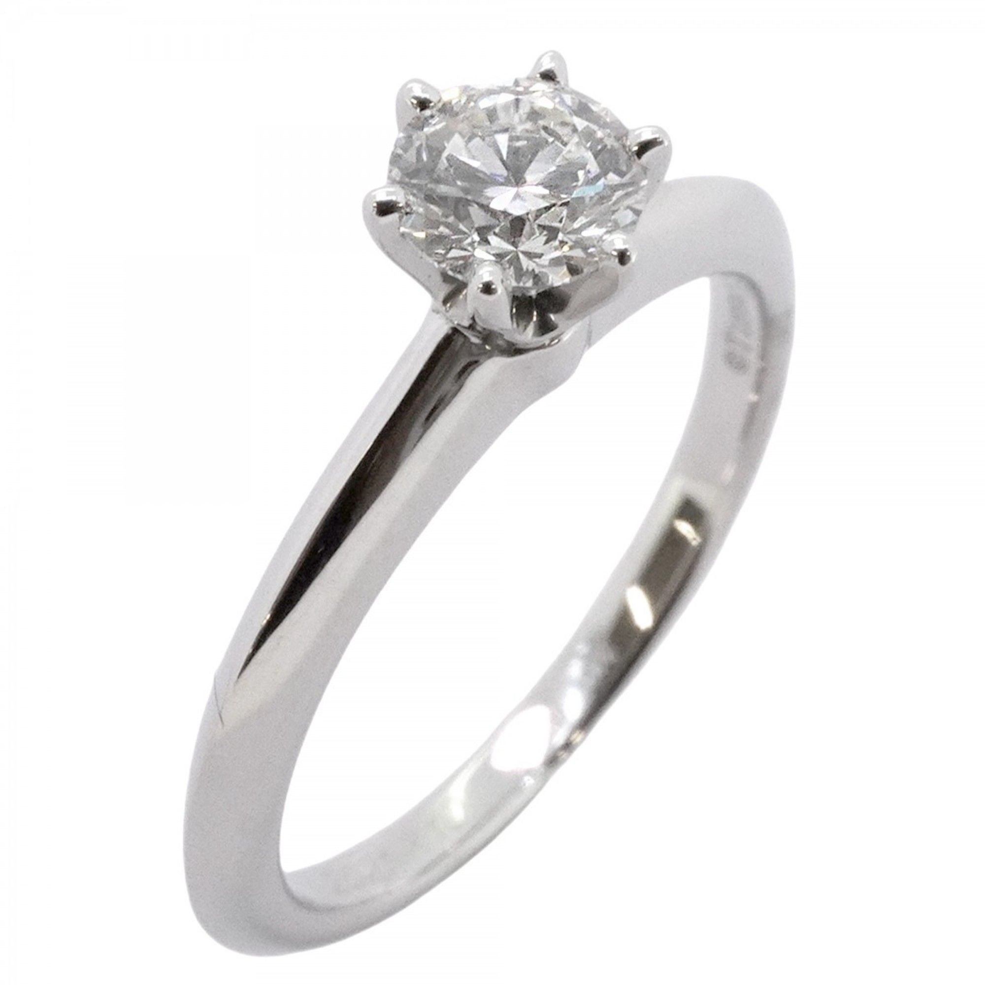 Tiffany Solitaire Ring, 1PD, Pt950 Platinum, 0.39ct Diamond, Size 7.5, Women's