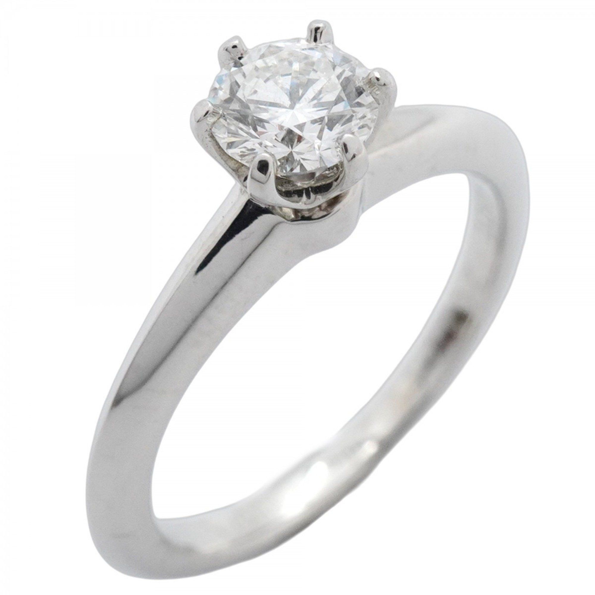 Tiffany Solitaire Ring, 1PD, Pt950 Platinum, Diamond, 0.40ct, Size 6, Women's