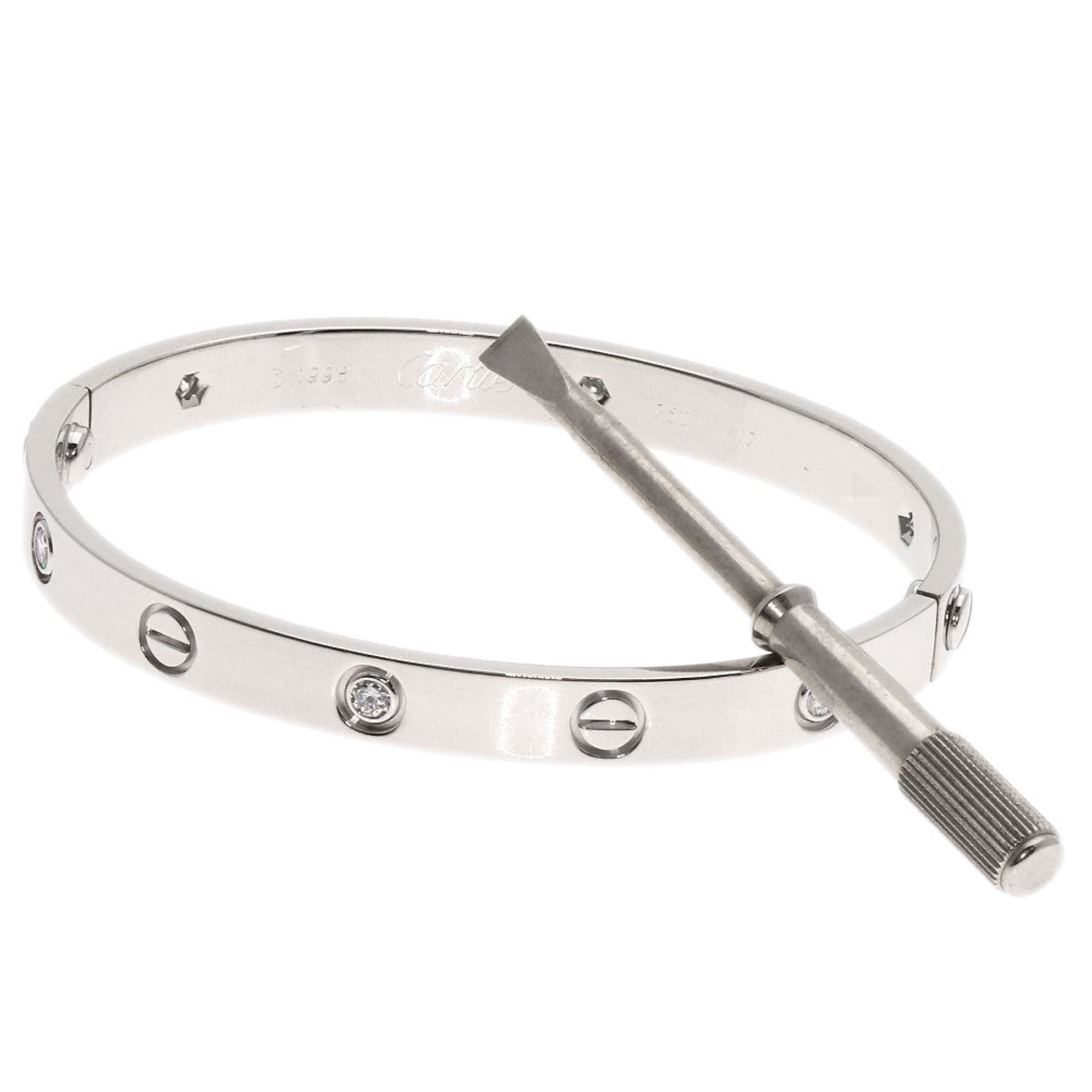 Cartier Love Bracelet Half Diamond #17 Screwdriver 18K White Gold Women's CARTIER