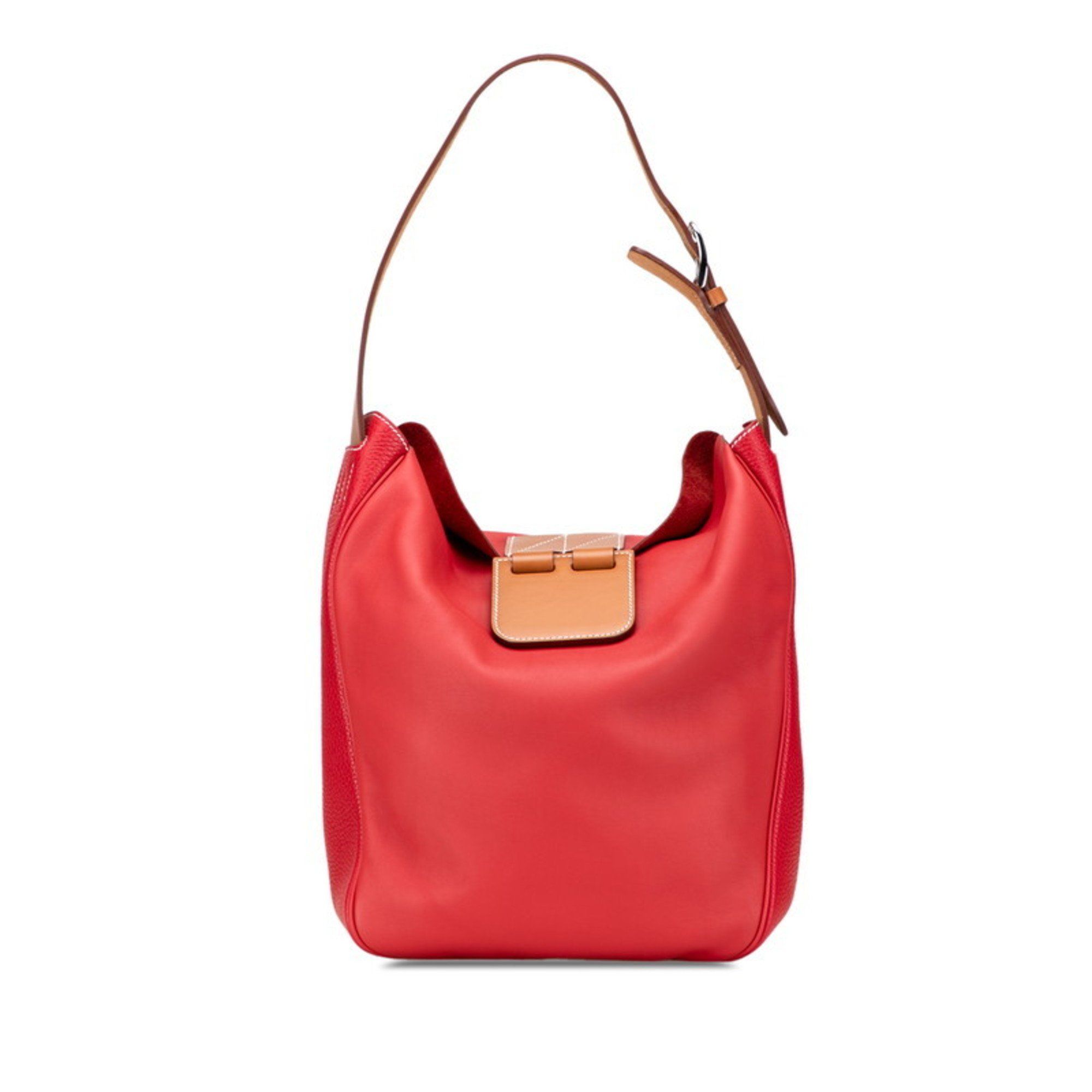 Hermès Villevorte 24 Shoulder Bag in Red and Brown, Swift Leather, Taurillon Clemence Women's, HERME