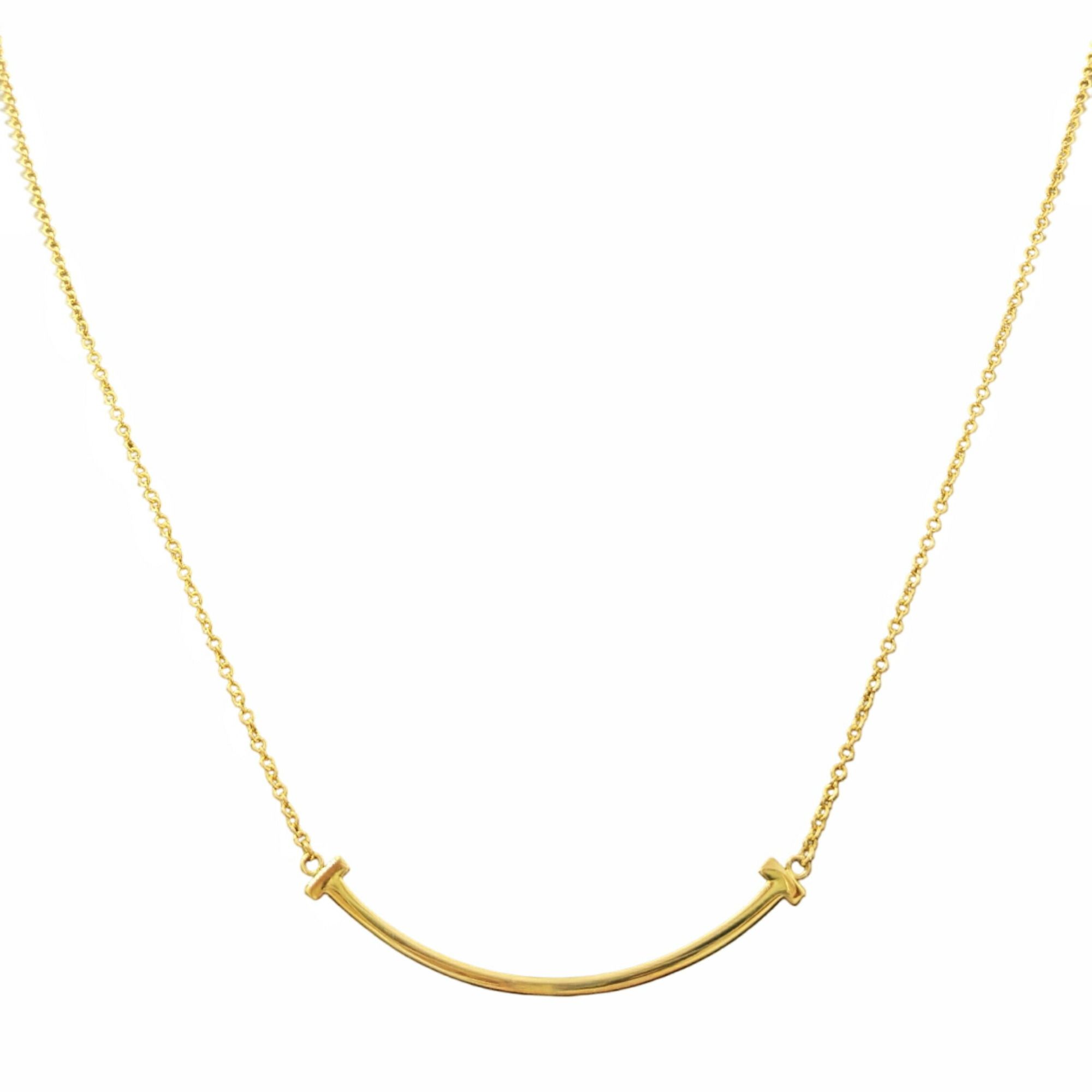 TIFFANY & Co. T Smile Small Pendant Necklace in AU750 18KYG Yellow Gold (2.9g) for Women