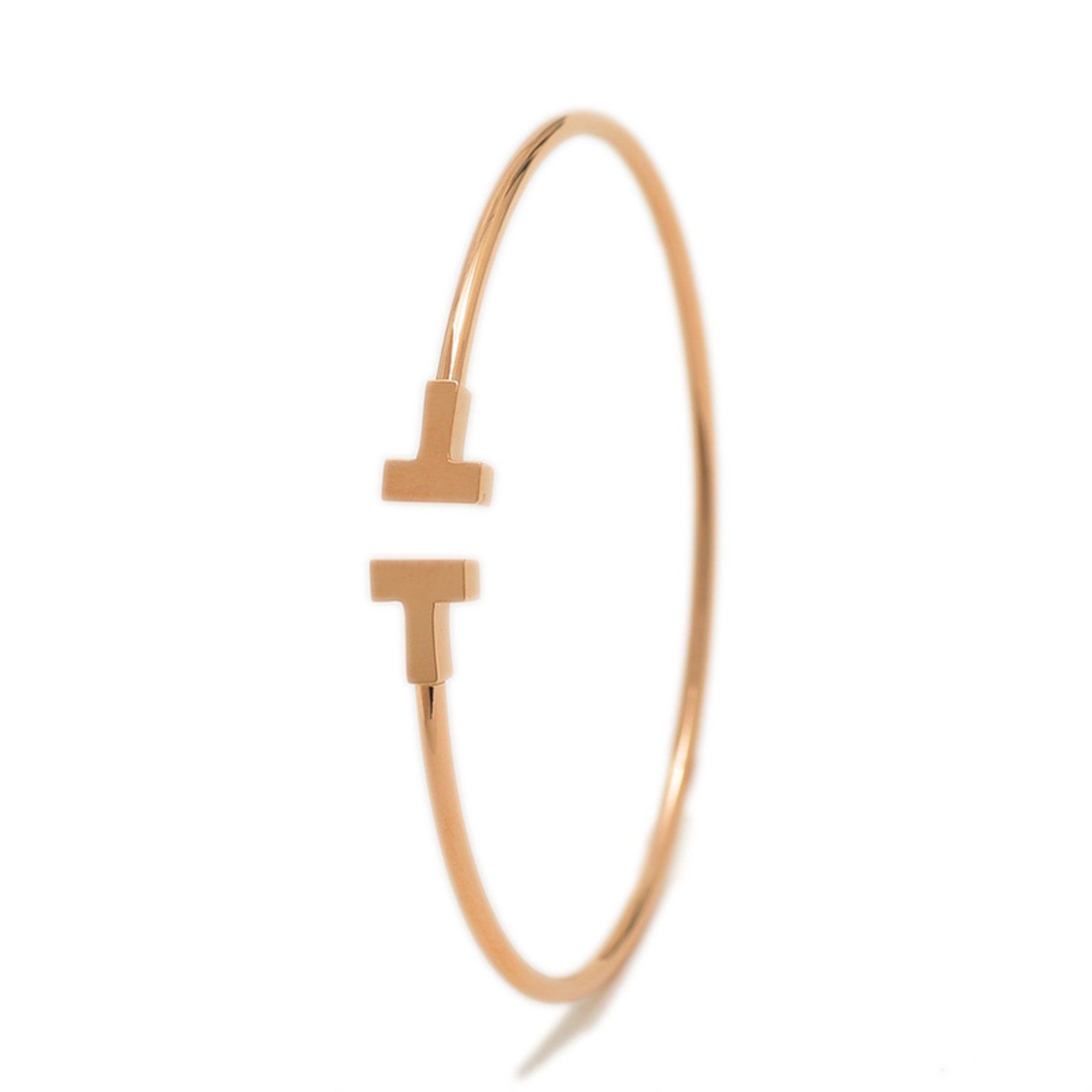 Tiffany T Narrow Wire Bracelet, Medium, 18K Gold