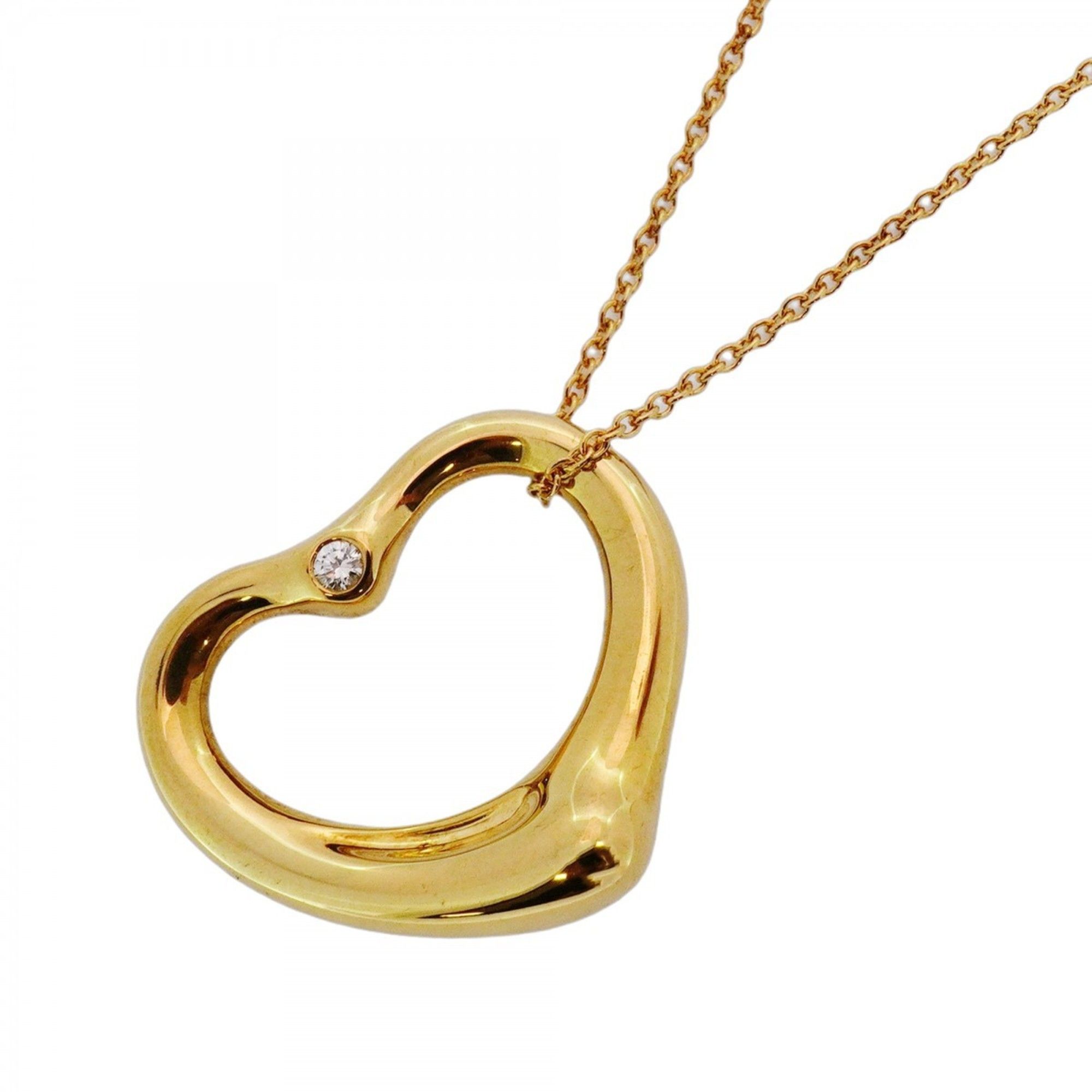 Tiffany Heart Necklace 1PD 18KYG Yellow Gold Diamond Women's