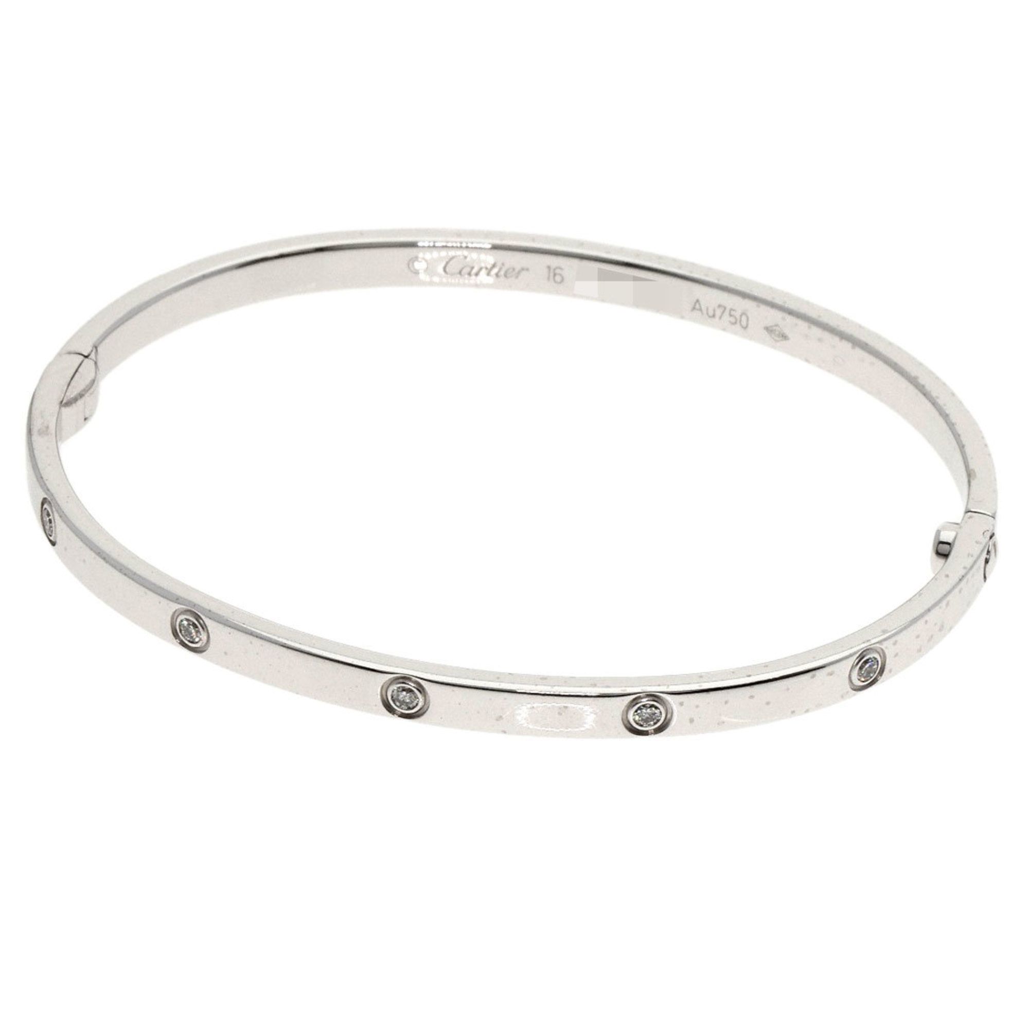 Cartier Love Bracelet Small, Full Diamond #16, No Driver, 18K White Gold, Women's, CARTIER