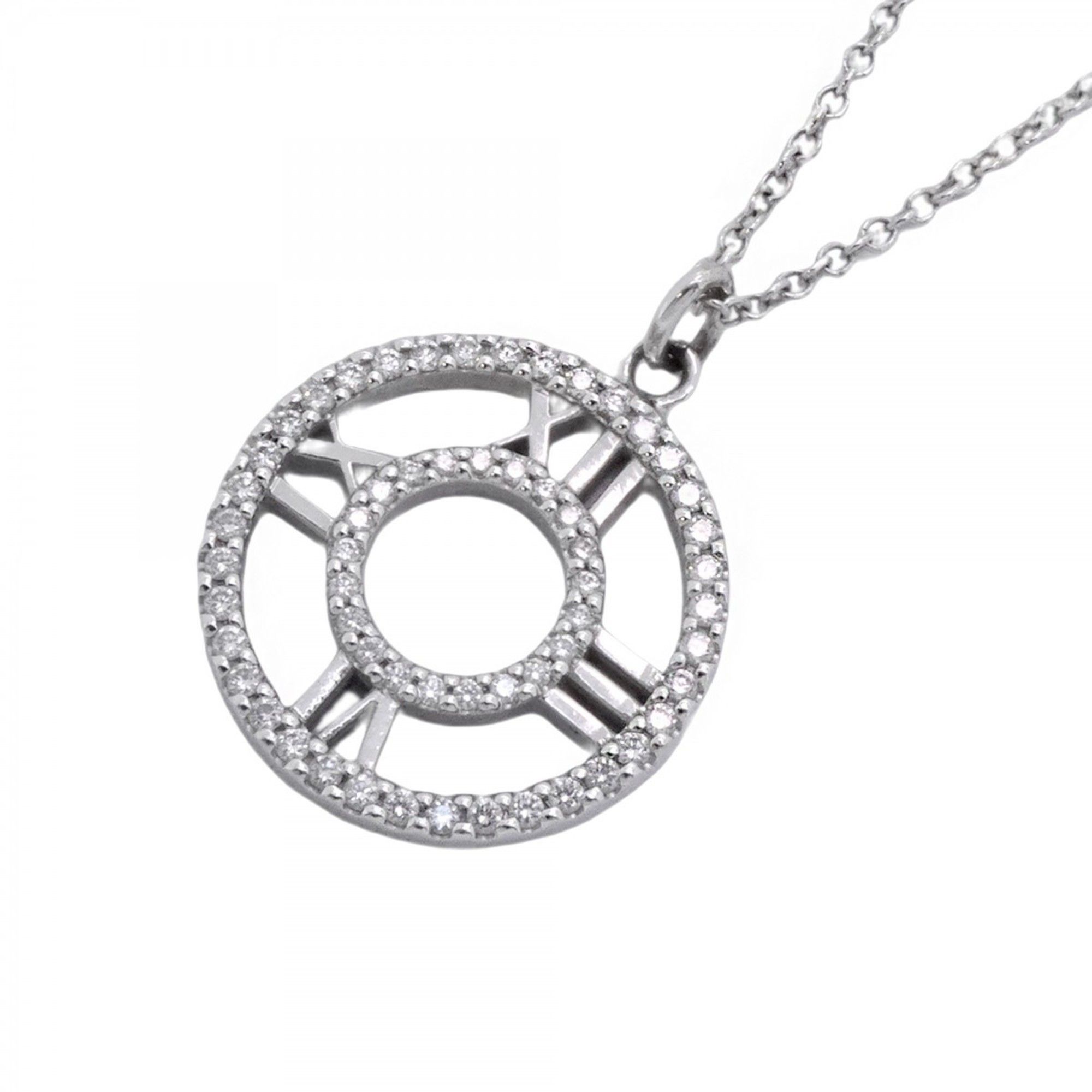 Tiffany Atlas Medallion Necklace with Full Diamonds in 18K White Gold for Women