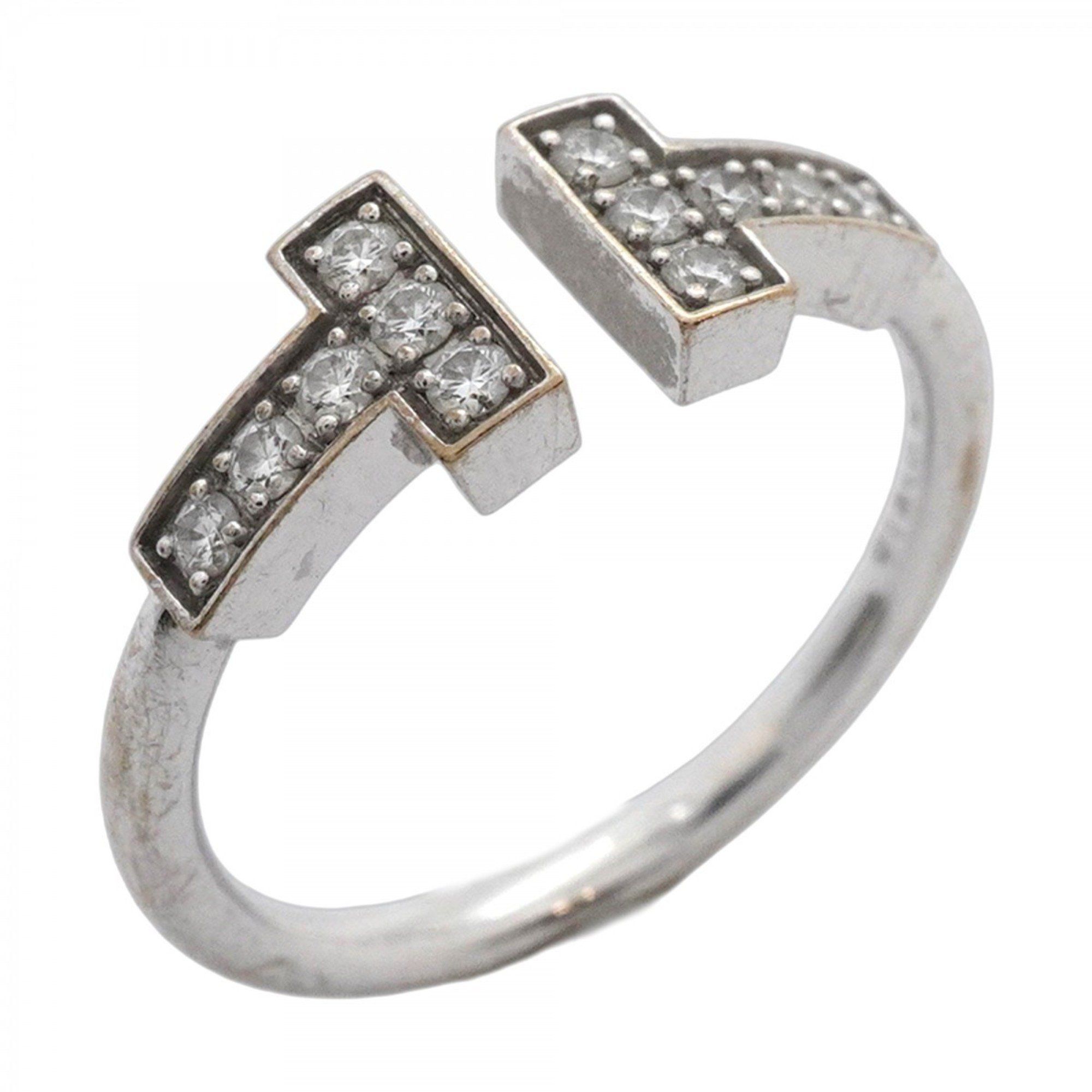 Tiffany T-wire ring, 18K white gold, diamond, size 6.5, women's
