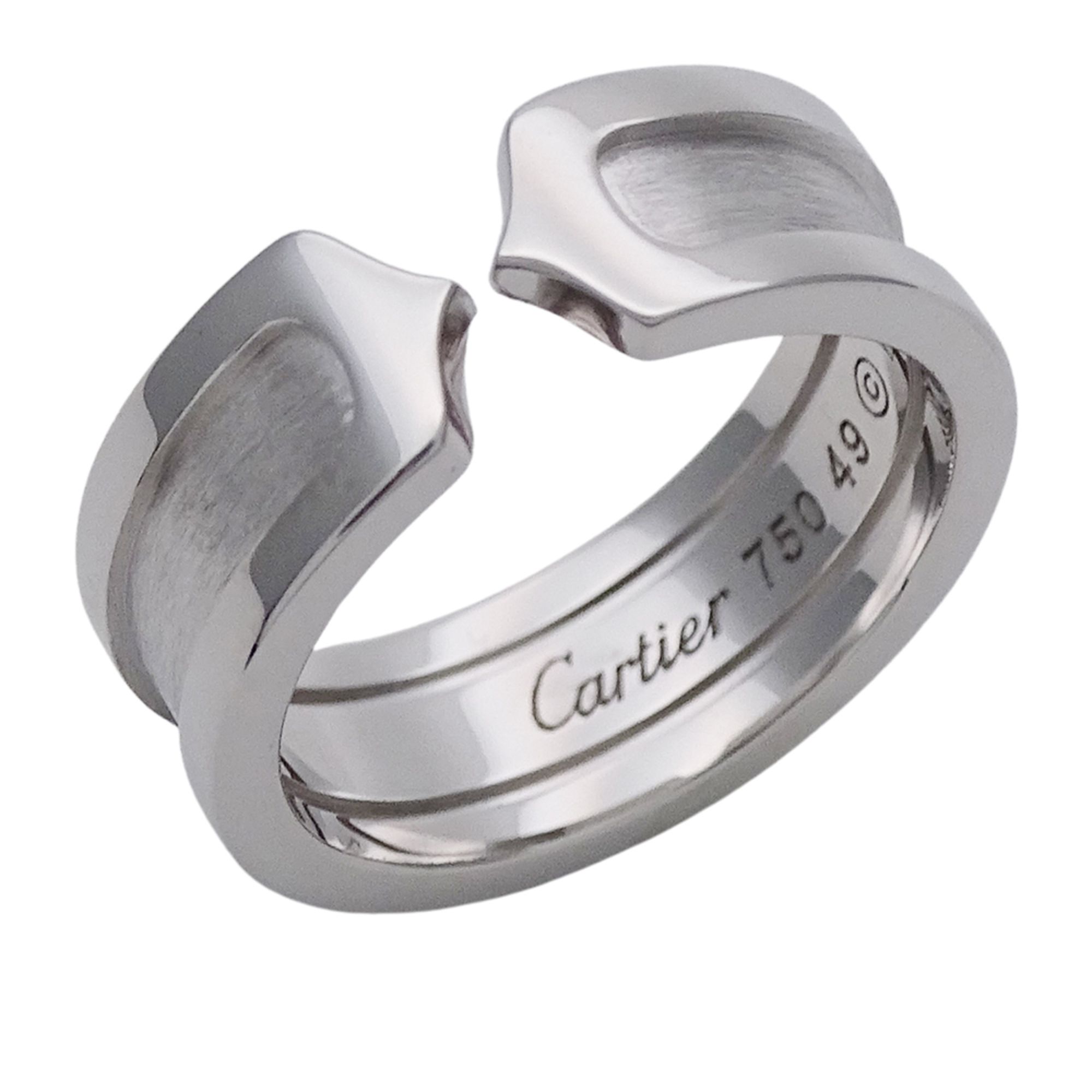Cartier ring for women, brand name ring, 750WG C2 white gold, #49, approximately size 9, polished je