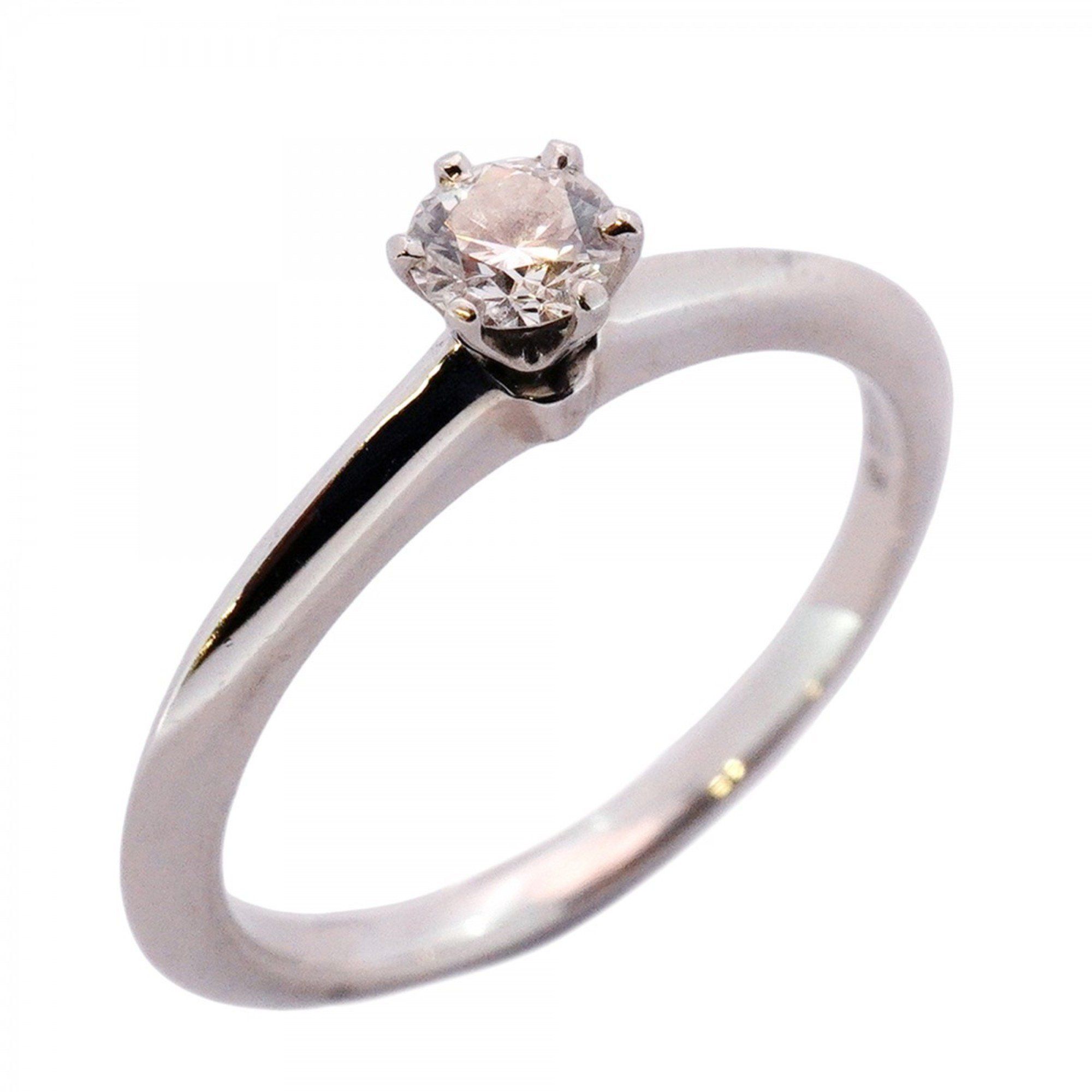 Tiffany Solitaire Ring, 1PD, Pt950 Platinum, 0.21ct Diamond, Size 11.5, Women's