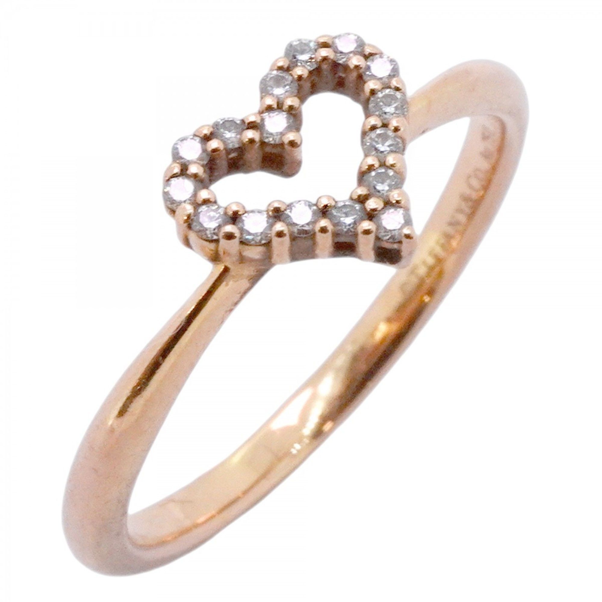 Tiffany Sentimental Heart Ring, 18K Pink Gold with Diamonds, Size 11.5, Women's