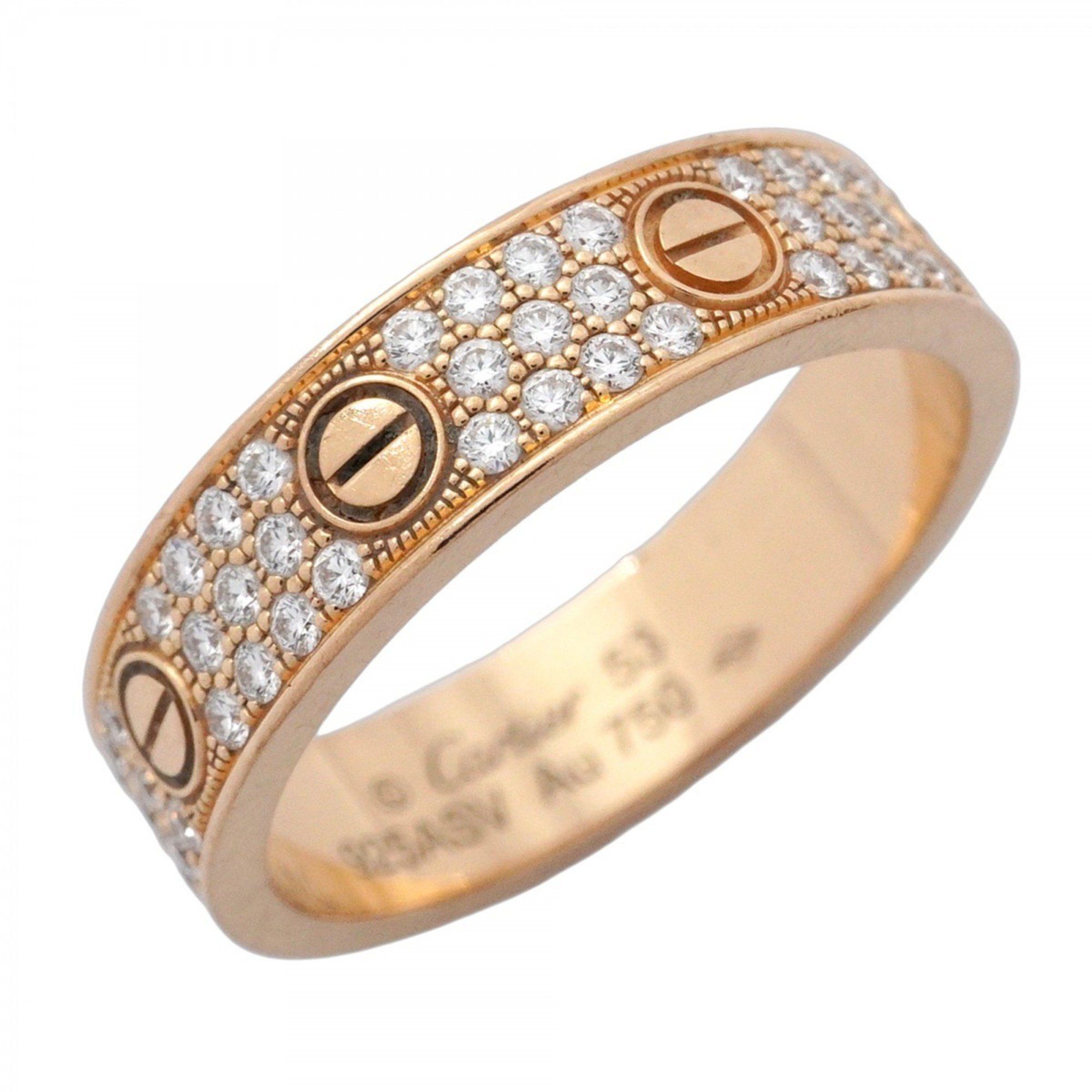 Cartier Mini Love Pavé Ring in 18K Pink Gold with Diamonds, #53 for Women