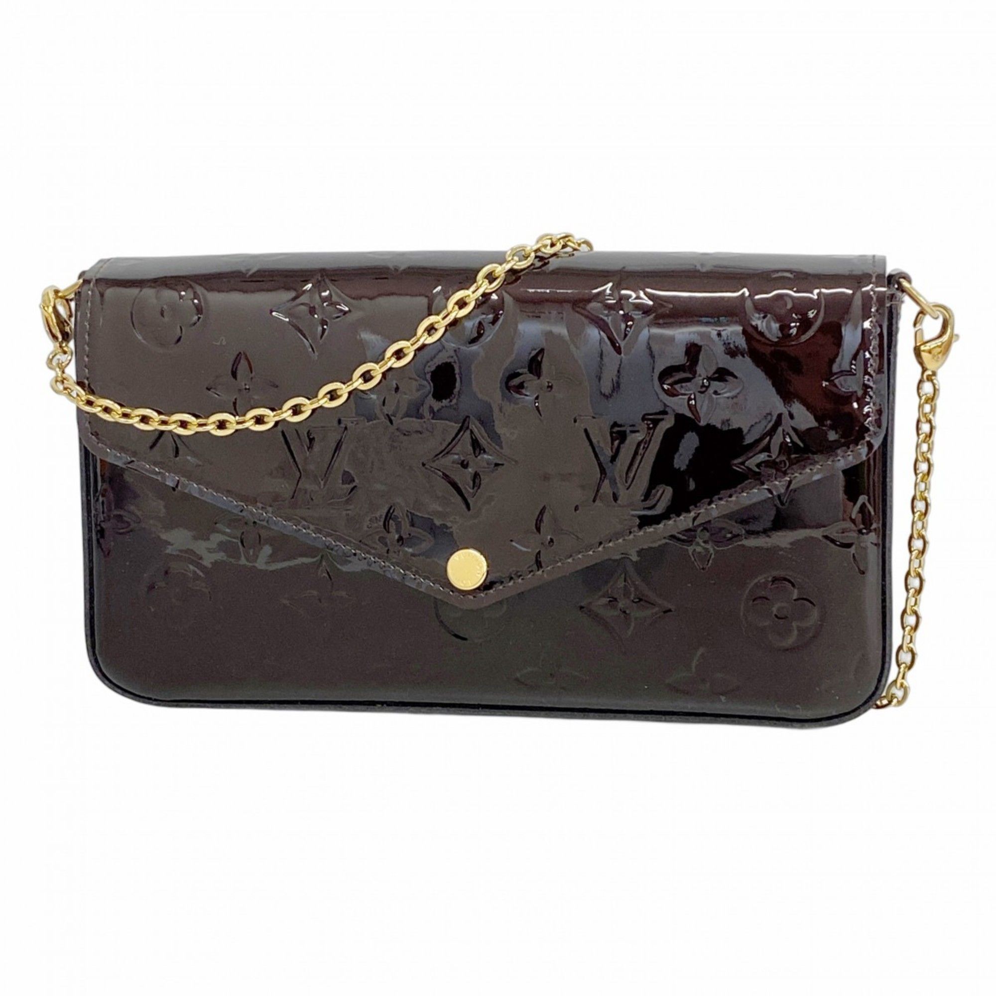 Louis Vuitton Vernis Pochette Felicie Shoulder Wallet M61267 Amaranth Women's