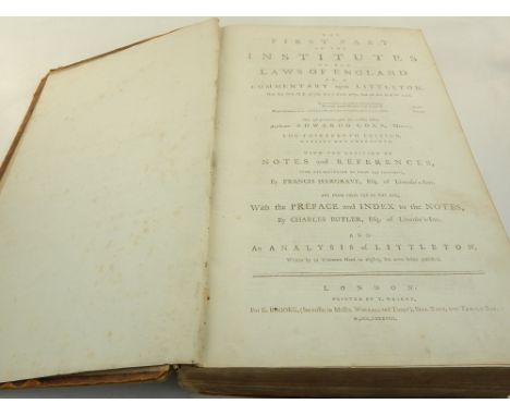 Edwardo Coke, The First Part of the Institutes of The Laws Of England or a Commentary upon Littleton, London 1788.