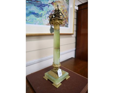An ormolu and onyx corinthian column lamp