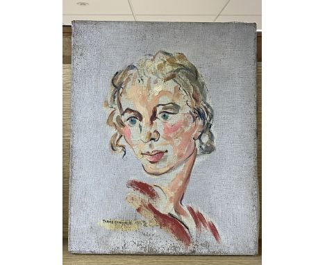 Thadee Kopczynski&nbsp;(1903-1990), oil on canvas, Portrait of the artist's wife Antonia de la Gandra (1895-1967), daughter o