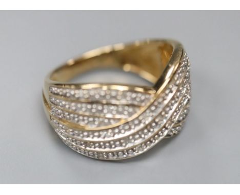 A 9ct gold and diamond illusion-set dress ring, size L/M, gross 6.5 grams.