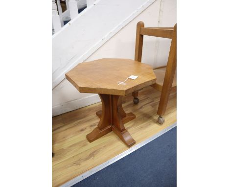 A Mouseman oak octagonal occasional table, width 50cm, height 48cm