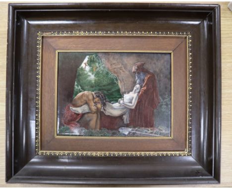 A Sevres Limoges style porcelain plaque "Atala au tombeau", inscribed to reverse, plaque 18 x 24cm