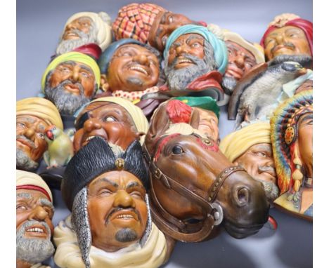 A collection of fifteen Bossons painted plaster portrait plaques