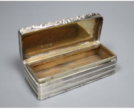 A William IV silver rectangular snuff box, Edward Smith, Birmingham, 1831, 78mm, 101.1 grams.CONDITION: Engraved initials to 