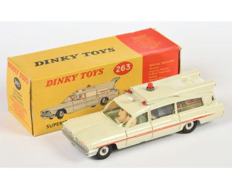 Dinky Toys 263 Superior Criterion "Ambulance" - Off white body, red trim and solid roof light, pale green interior with figur