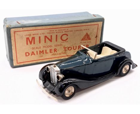 Triang Minic Pre War Daimler Tourer 36M, tinplate, clockwork, dark green, black running boards, within Fair Plus to Good box,