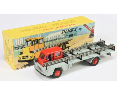 French Dinky 885 Camion Saviem Porte-Fer - grey, red plastic cab and hubs, with driver figure, correct pipe steel load. Condi