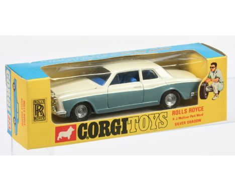Corgi Toys 273 Rolls Royce Silver Shadow - Two-Tone pearlescent white over Greyish-blue, chrome trim, blue interior, "Golden 