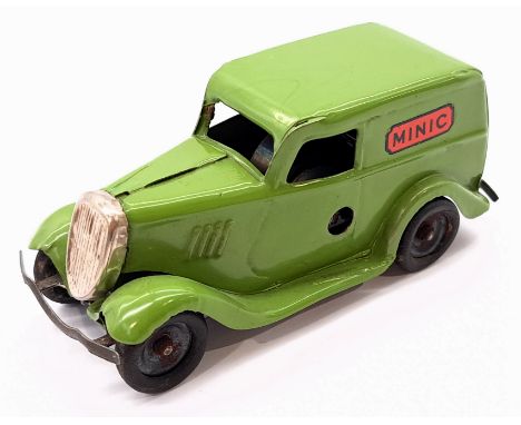 Triang Minic Pre War Ford Light Van 2M, tinplate, clockwork, green, light age related wear otherwise Good to Good Plus.