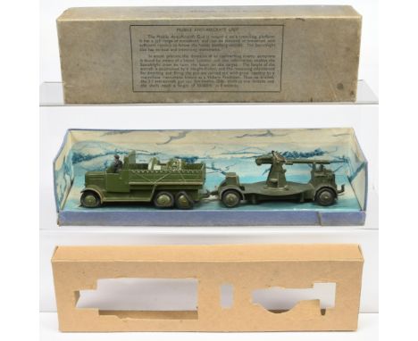 Dinky Toys Military Pre-War 161 "Mobile Anti-Aircraft Unit" - to include 6-Wheeled Lorry with searchlight, smooth hubs and th