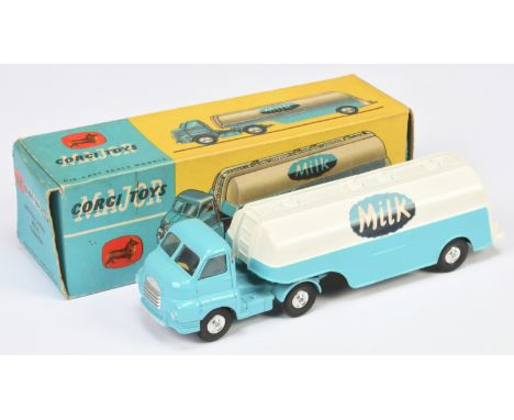 Corgi Toys Major 1129 Bedford Type S Tanker "Milk" - light blue and white including trailer, silver trim and spun hubs. Condi