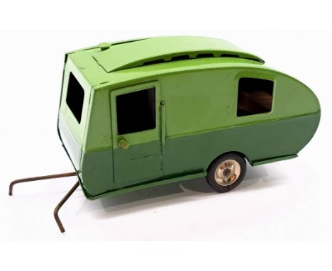 Triang Minic Pre War Caravan 16M, tinplate, green, light age related wear otherwise Good to Good Plus.