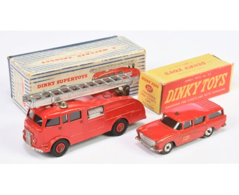 Dinky Toys Fire related pair comprising of (1) 555 Fire Engine With Extending ladder - Red including supertoy hubs with grey 