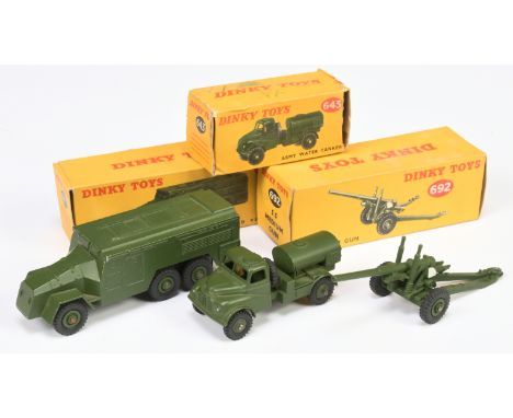 Dinky Toys group of Military Vehicles comprising of (1) 677 Armoured Command Vehicle - green, plastic hubs including treaded 