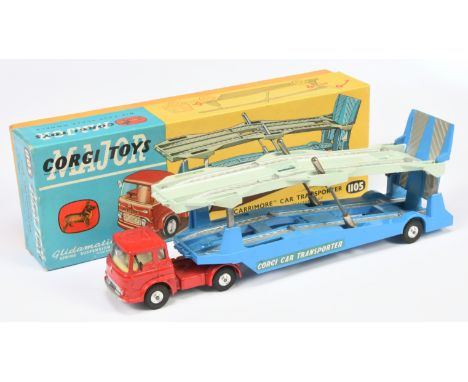 Corgi Toys Major 1105 Bedford TK Carrimore Car Transporter - red cab, lemon interior, silver trim and spun hubs with trailer,