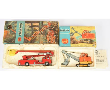 Corgi Toys pair of commercials comprising of (1) 1127 Bedford Simon Snorkel Fire Engine - Red body, yellow interior with figu