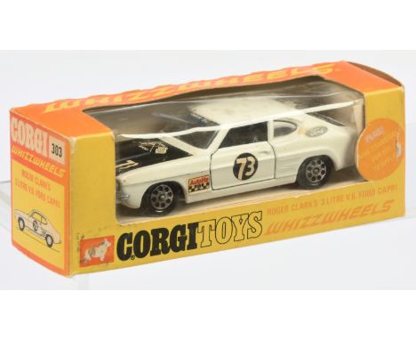 Corgi Whizzwheels 303 Ford Capri 3 Litre V6 "Roger Clark's" - white, black bonnet and interior, Whizzwheels, racing number 73