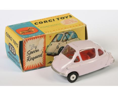 Corgi Toys 233 Economy Car - light mauve, red interior, silver trim, flat spun hub. Condition is generally Excellent still di