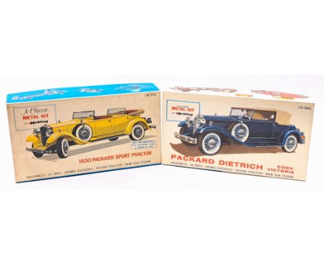 Hubley Classic metal kit pair including: (1) 1930 Packard Sport Phaeton; (2) Packard Dietrich; both are within Excellent boxe