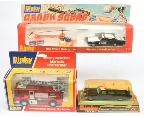 Dinky Toys Emergency group comprising of (1) 299 Crash Squad Set, (2) 285 Merriweather Marquis Fire Engine and (3) 288 Superi